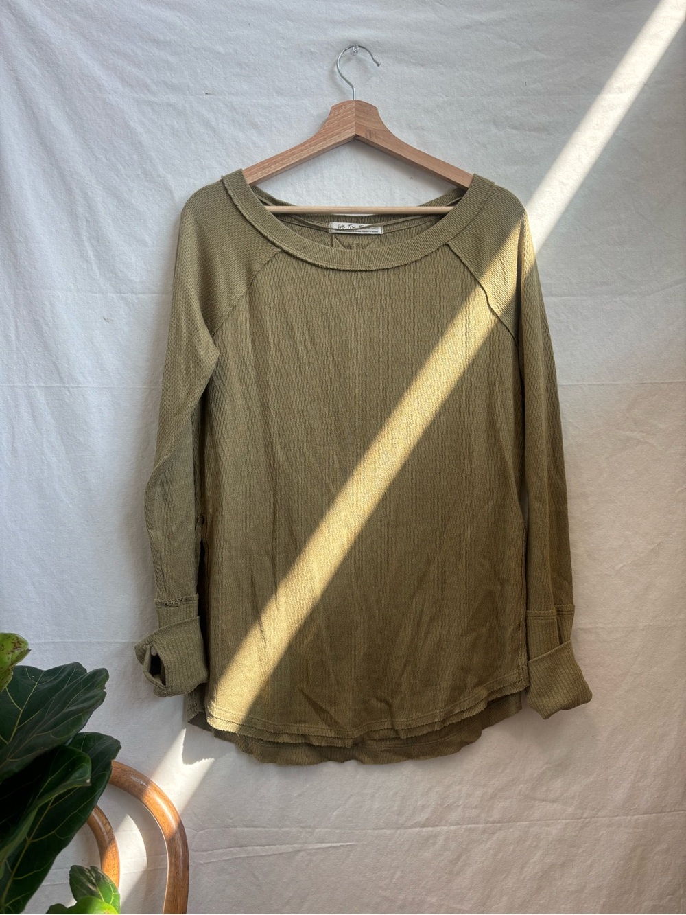We The Free Olive Raglan Thermal Long Sleeve Top